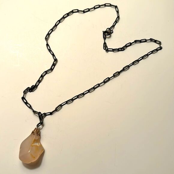 Vintage Silver Tone Chain necklace with Crystal energy stone Pendant - Picture 1 of 4